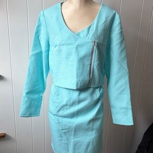 Women’s Alice’s Pig Aqua 2 Piece Skirt and Top with Zipper Detail Taras Tartan